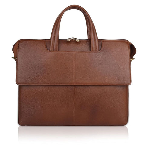 Vinay Flap Genuine Leather Slim Laptop Bag/ Office Bag Hive